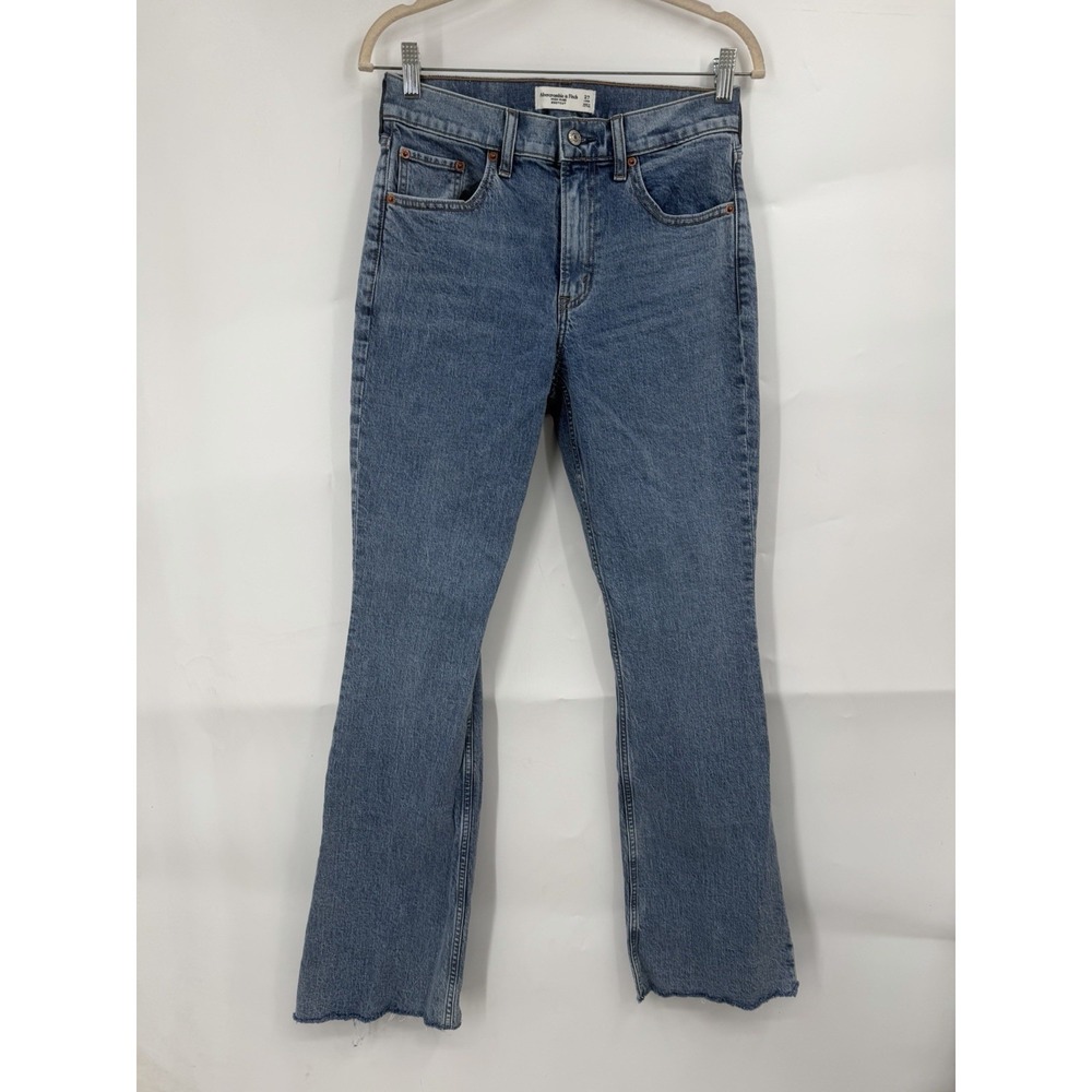 Abercrombie & Fitch High Rise Bootcut Jeans Women 27 Long Stone Wash Denim